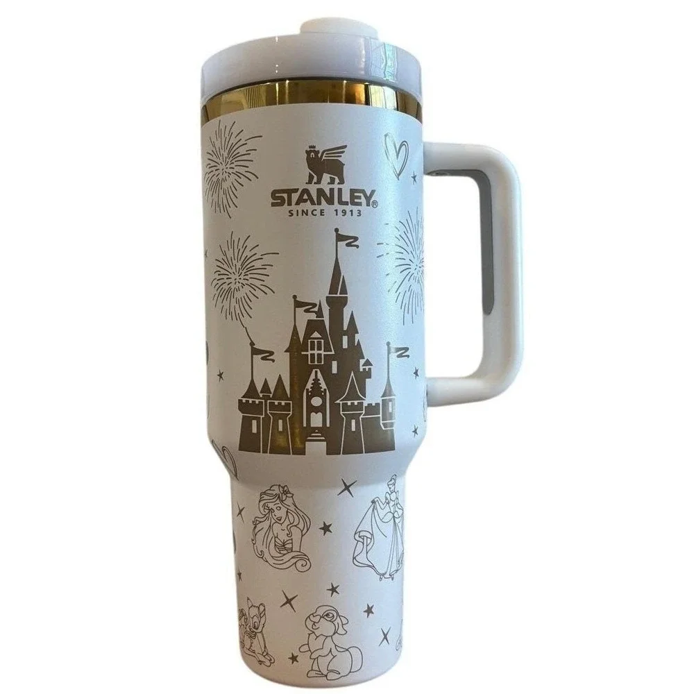 Stanley‎ Quencher H2.0 FlowState Tumbler 40oz Disney Castle White Gold Limited